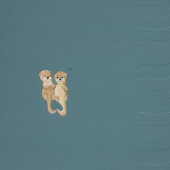Baumwolljersey Splish Splash Otter Panel ca. 50cm Mint